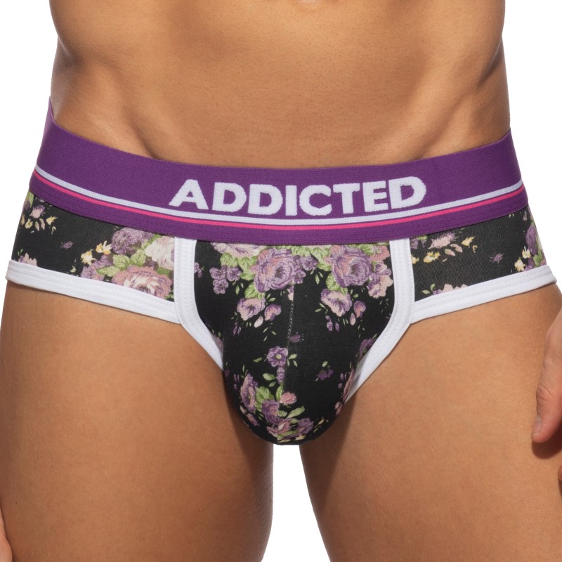 Slip, Tanga de la marque ADDICTED - Slip Violet flowers - Ref : AD1223 C10