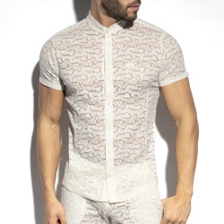 Chemise de la marque ES COLLECTION - Chemise manches courtes spider - ivoire - Ref : SHT026 C02