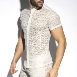 Chemise de la marque ES COLLECTION - Chemise manches courtes spider - ivoire - Ref : SHT026 C02