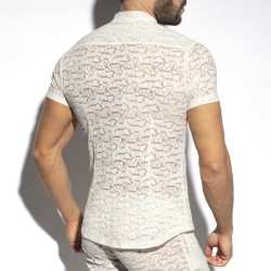 Camisa de la marca ES COLLECTION - Camisa de manga corta spider - ivory - Ref : SHT026 C02