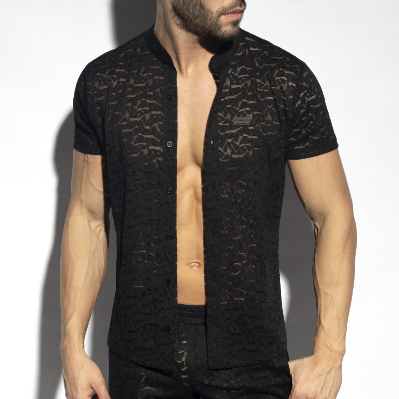 Camicia del marchio ES COLLECTION - Camicia a maniche corte spider - nero - Ref : SHT026 C10