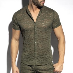 Camisa de la marca ES COLLECTION - Camisa de manga corta spider - khaki - Ref : SHT026 C12