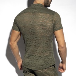 Camisa de la marca ES COLLECTION - Camisa de manga corta spider - khaki - Ref : SHT026 C12