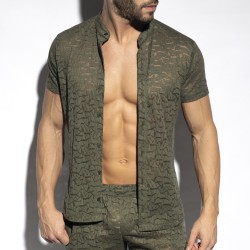 Camicia del marchio ES COLLECTION - Camicia a maniche corte spider - kaki - Ref : SHT026 C12