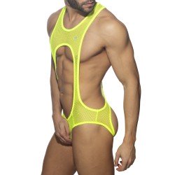 Body of the brand ADDICTED - Sexy mesh - neon yellow singlet - Ref : ADP03 C01