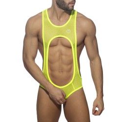 Body del marchio ADDICTED - Canotta sexy in rete - giallo neon - Ref : ADP03 C01