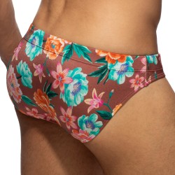 Bath Brief of the brand ADDICTED - Swim Briefs Roses - brown - Ref : ADS330 C13