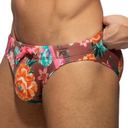 Bath Brief of the brand ADDICTED - Swim Briefs Roses - brown - Ref : ADS330 C13