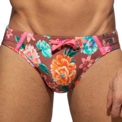 Bath Brief of the brand ADDICTED - Swim Briefs Roses - brown - Ref : ADS330 C13