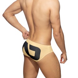 Bath Brief of the brand ADDICTED - Swim trunks logo extra large - beige - Ref : ADS045 C28