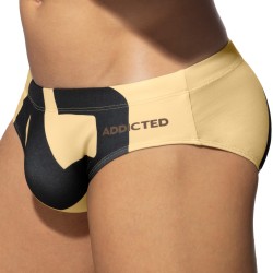 Bath Brief of the brand ADDICTED - Swim trunks logo extra large - beige - Ref : ADS045 C28