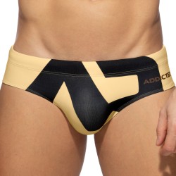 Bath Brief of the brand ADDICTED - Swim trunks logo extra large - beige - Ref : ADS045 C28