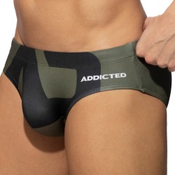 Bath Brief of the brand ADDICTED - Swim briefs logo extra large - khaky - Ref : ADS045 C12