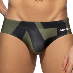 Bagno breve del marchio ADDICTED - Slip da bagno logo extra large - kaki - Ref : ADS045 C12