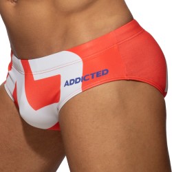 Bagno breve del marchio ADDICTED - Costume da bagno logo extra large - arancione - Ref : ADS045 C04