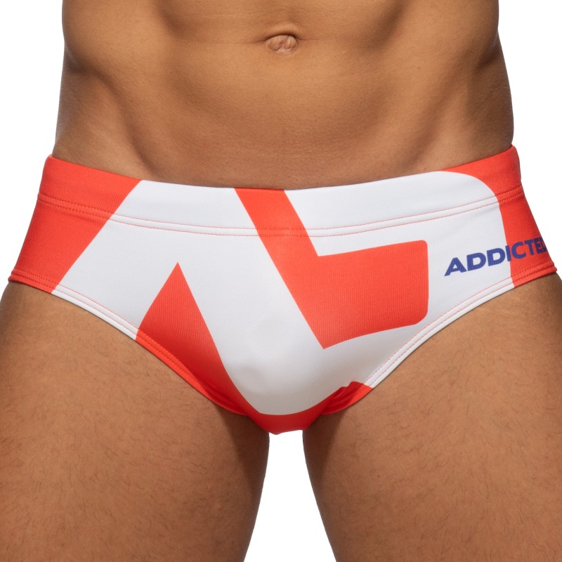 Bath Brief of the brand ADDICTED - Swim trunks logo extra large - orange - Ref : ADS045 C04