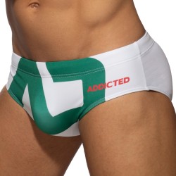 Bath Brief of the brand ADDICTED - Swim trunks logo extra large - white - Ref : ADS045 C01