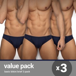 Packs of the brand ADDICTED - Basic Bikini Briefs (3-Pack) - Navy - Ref : AD1240P C09