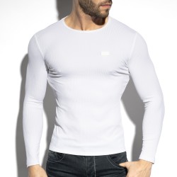 Lange Schlauen der Marke ES COLLECTION - Weißes Langarm-T-Shirt aus recyceltem RIB - Ref : TS325 C01