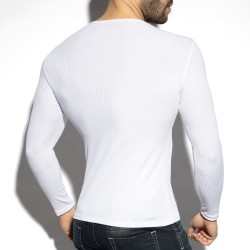 Lange Schlauen der Marke ES COLLECTION - Weißes Langarm-T-Shirt aus recyceltem RIB - Ref : TS325 C01