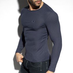 Long Sleeves of the brand ES COLLECTION - Recycled RIB - navy long-sleeved T-shirt - Ref : TS325 C09