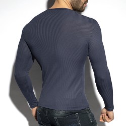 Long Sleeves of the brand ES COLLECTION - Recycled RIB - navy long-sleeved T-shirt - Ref : TS325 C09