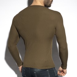 Long Sleeves of the brand ES COLLECTION - Recycled RIB - khaki long-sleeved T-shirt - Ref : TS325 C12