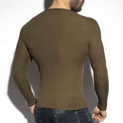Recycled RIB - khaki long-sleeved T-shirt - ES collection : sale of...