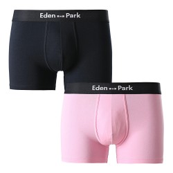 Pantaloncini boxer, Shorty del marchio EDEN PARK - Set di 2 boxer Eden Park tinta unita rosa e blu navy - Ref : EP1221E60P2 PKD8