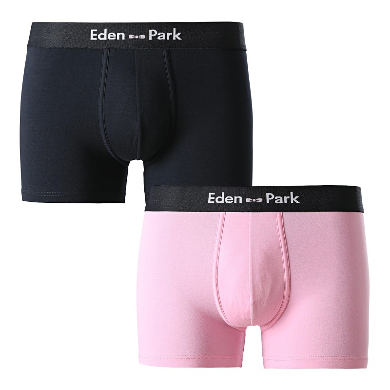 Boxershorts, Shorty der Marke EDEN PARK - 2er-Set einfarbige Eden Park Boxershorts rosa und marineblau - Ref : EP1221E60P2 PKD85