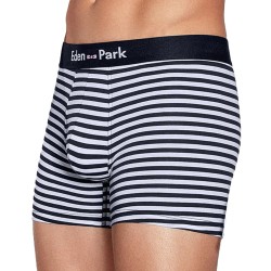 Boxer, shorty de la marque EDEN PARK - Lot de 2 boxers Eden Park blanc à rayures bleu marine et uni bleu marine - Ref : EP1221H3