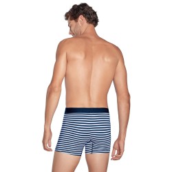 Boxer shorts, Shorty of the brand EDEN PARK - Set of 2 Eden Park boxer shorts white with navy blue stripes and plain navy blue -