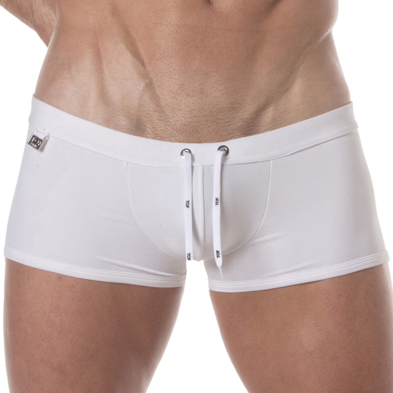 Boxer, shorty de bain de la marque TOF PARIS - Boxer de bain Tof Paris Plain - blanc - Ref : TOF378B