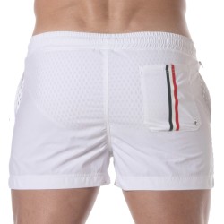 Bath Shorts of the brand TOF PARIS - Tof Paris mid-thigh swim shorts with tricolor stripe - white - Ref : TOF377B