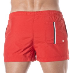 Bath Shorts of the brand TOF PARIS - Tof Paris mid-thigh swim shorts with tricolor stripe - red - Ref : TOF377R