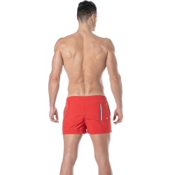 Short de bain de la marque TOF PARIS - Short de bain mi-cuisse Tof Paris à bande tricolore - rouge - Ref : TOF377R