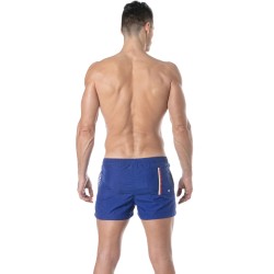 Shorts de baño de la marca TOF PARIS - Bañador Tof Paris a medio muslo con raya tricolor - azul real - Ref : TOF377BUR