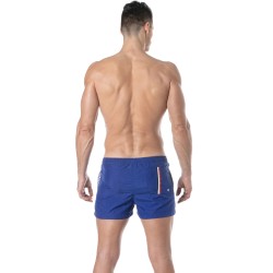 Pantaloncini da bagno del marchio TOF PARIS - Pantaloncini da bagno a mezza coscia Tof Paris con righe tricolore - blu royal - R