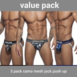 Packs of the brand ADDICTED - Jockstrap camo mesh push-up - Set of 3 - Ref : AD700P 3COL