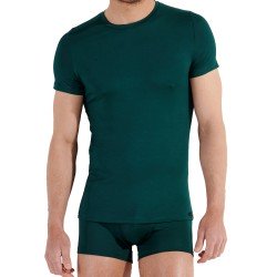 Kurze Ärmel der Marke HOM - T-shirt HOM Rundhalsausschnitt Tencel Soft - grün - Ref : 402593 00DG