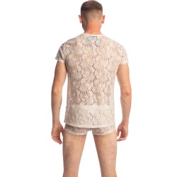 Mangas cortas de la marca L HOMME INVISIBLE - Plume D Argent - Camiseta con cuello de pico - Ref : MY92 PLU Y61