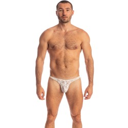 Thong of the brand L HOMME INVISIBLE - White Lotus - String Bikini - Ref : UW26 LOT 002