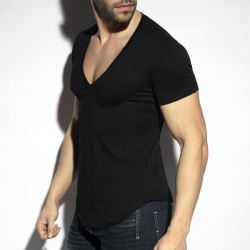 Maniche del marchio ES COLLECTION - T-shirt profonda con scollo a V - nero - Ref : TS333 C10