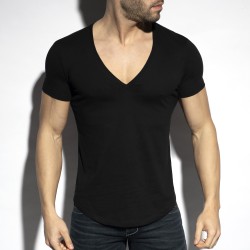 Maniche del marchio ES COLLECTION - T-shirt profonda con scollo a V - nero - Ref : TS333 C10