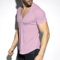 Maniche del marchio ES COLLECTION - T-shirt profonda con scollo a V - rosa - Ref : TS333 C36