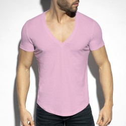 Maniche del marchio ES COLLECTION - T-shirt profonda con scollo a V - rosa - Ref : TS333 C36