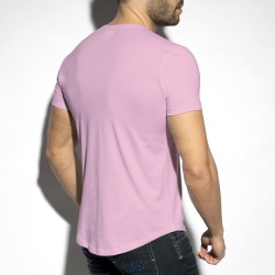 Mangas cortas de la marca ES COLLECTION - Camiseta Deep V-Neck - rosa - Ref : TS333 C36