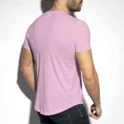 Manches courtes de la marque ES COLLECTION - T-shirt deep V-Neck - rose - Ref : TS333 C36
