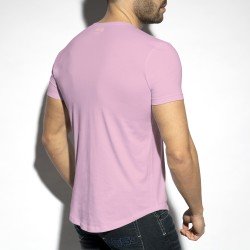Kurze Ärmel der Marke ES COLLECTION - Deep T-Shirt V-Ausschnitt - pink - Ref : TS333 C36