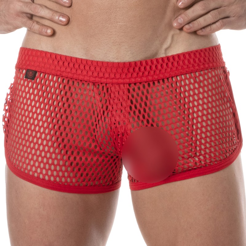 Short de la marque TOF PARIS - Mini Short Tof Paris See Through - rouge - Ref : TOF394R